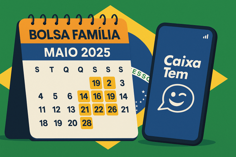 Calendário de pagamentos Bolsa Família maio 2025 com datas e NIS final